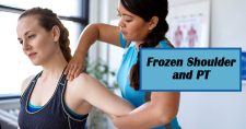 Frozen Shoulder and PT. Picture of a young caucasian female getting her shoulder worked on by a young hispanic female.