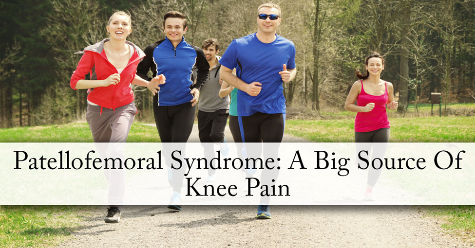 Patellofemoral Syndrome: Causes and Potential Treatment. Picture of 3 young caucasian males and 2 caucasian females jogging together.